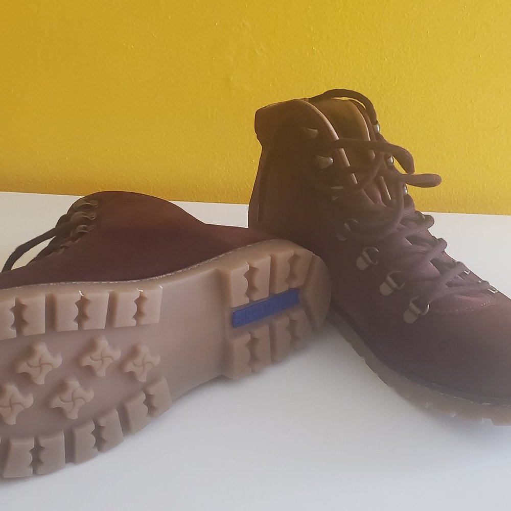 New Birkenstock Burgundy Boots, Size 10